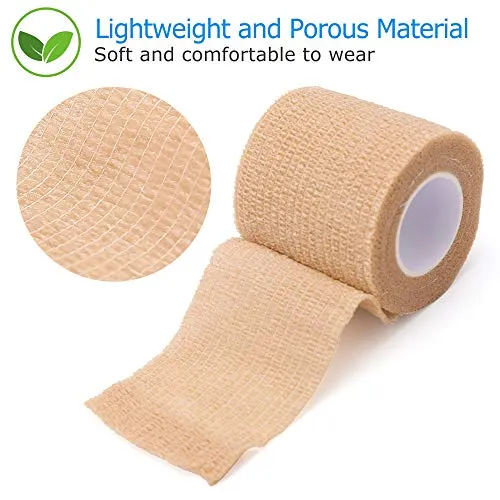 10 Pack Self Adherent Bandage Wrap, 2” x 5 Yards, Medical Tape, Self-Adherent Wrap, Athletic Elastic Cohesive Bandage, First Aid Tape, Sports Tape for Stretch Athletic, Ankle Sprains & Swelling