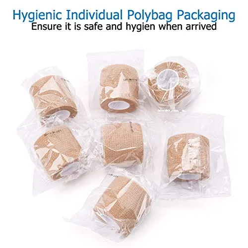 10 Pack Self Adherent Bandage Wrap, 2” x 5 Yards, Medical Tape, Self-Adherent Wrap, Athletic Elastic Cohesive Bandage, First Aid Tape, Sports Tape for Stretch Athletic, Ankle Sprains & Swelling