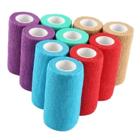10 Rolls 10CM Self Adherent Bandage Cohesive Bandage Elastic Adhesive Bandage Tape First Aid Pet Cohesive Wrap Bandages for Wrist, Ankle Sprains & Swelling