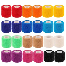 24 Pack Self Adherent Cohesive Wrap Bandages 2 Inches X 5 Yards, First Aid Tape, Elastic Self Adhesive Tape, Athletic, Sports wrap Tape, Bandage Wrap for Sports, Wrist, Ankle (Rainbow Color) 24 Count (Pack of 1)