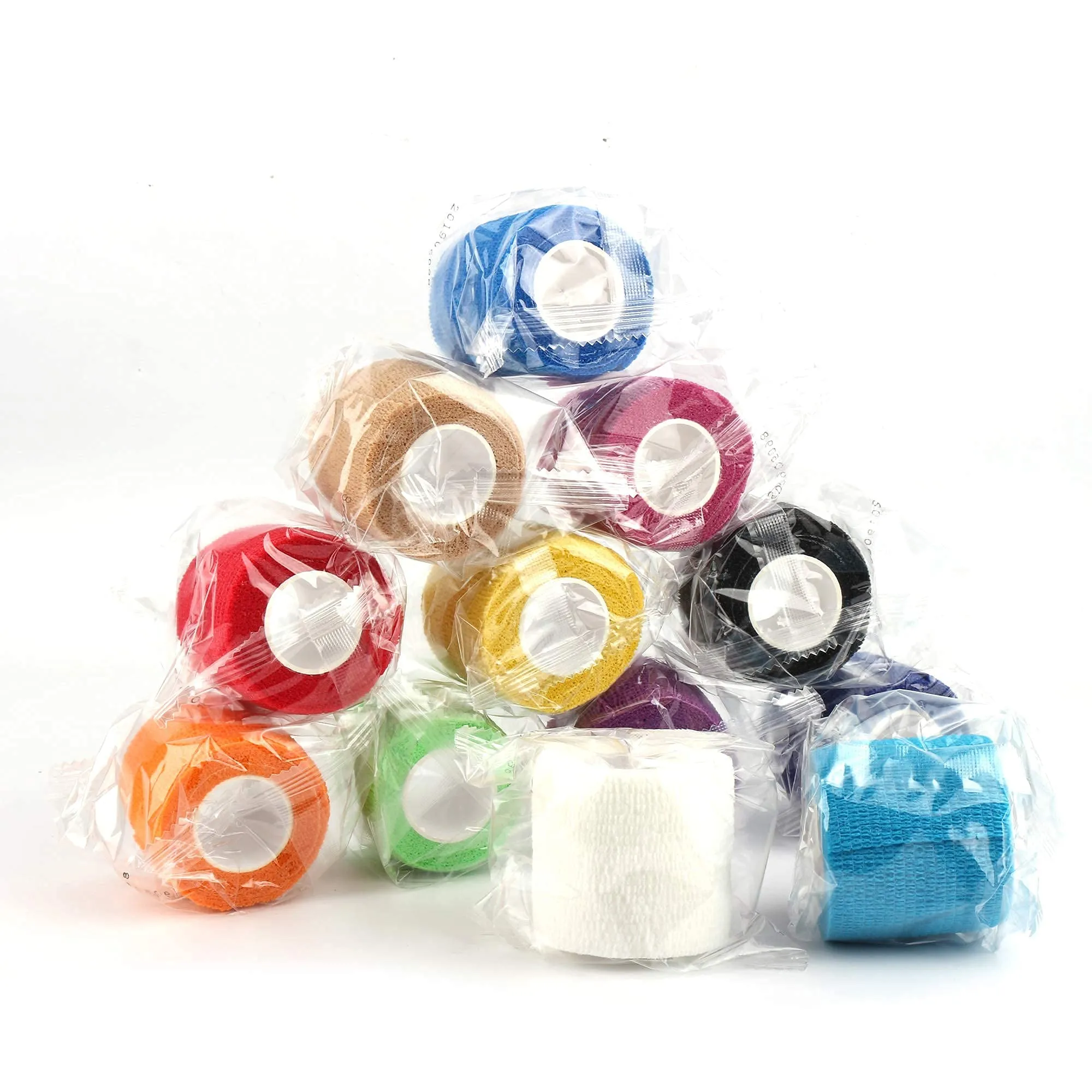 24 Pack Self Adherent Cohesive Wrap Bandages 2 Inches X 5 Yards, First Aid Tape, Elastic Self Adhesive Tape, Athletic, Sports wrap Tape, Bandage Wrap for Sports, Wrist, Ankle (Rainbow Color) 24 Count (Pack of 1)