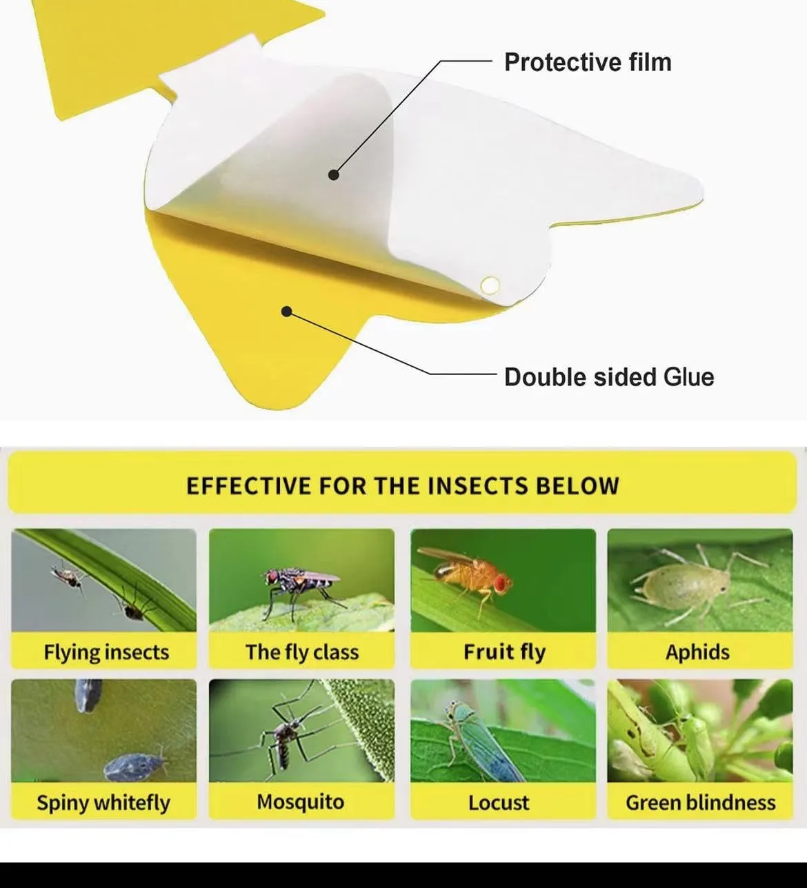 36 Pcs Classic Sticky Traps for Fungus Gnat (Plants), Fruit Fly, Whitefly, and Fly, Yellow Sticky Insect Catcher Traps for Indoor/Outdoor, Kitchen, and Plants, High-End Glue, Non-Toxic, 4 Shapes