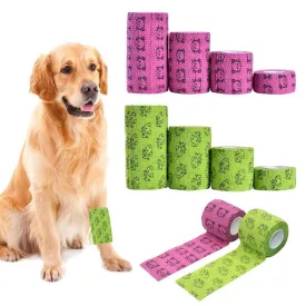 4 Rolls Highly Elastic And Breathable Cat Pet Printing Bandage Vet Wrap Elastic Breathable Self Adhesive Wrap Cohesive Bandage