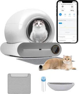 Automatic Cat Litter Box Self Cleaning Scooping-Free Litter Box Robot with 65 9L Capacity/Sensor Safety/App Control for Multiple Cats