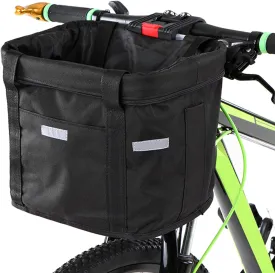 Bike Pannier,YIWENG Bicycle Front Basket Removable Waterproof Bike Handlebar Basket Pet Carrier Frame Bag, 34 x 24 x 24.5cm, Black