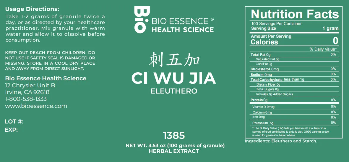 Bio Essence Health Science, Ci Wu Jia, Eleuthero Root, 5:1 Extract Granules, 100 grams