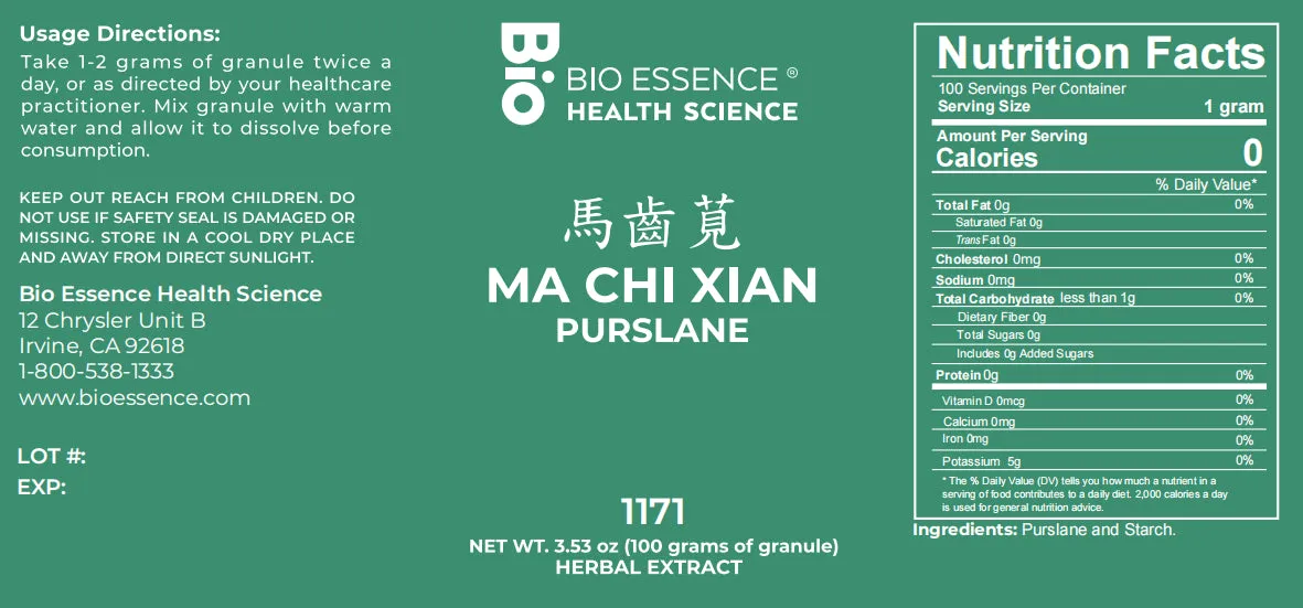 Bio Essence Health Science, Ma Chi Xian, Purslane, 5:1 Extract Granules, 100 grams