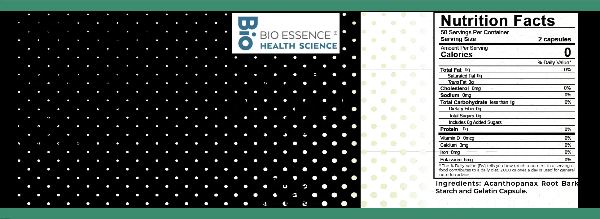 Bio Essence Health Science, Wu Jia Pi, Acanthopanax Bark, 5:1 Extract Capsules, 100 Capsules
