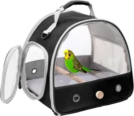 Bird Travel Carrier, Portable Small Bird Parrot Parakeet Carrier with Standing Perch and Soft Mat, Side Access Window Collapsible to Carry and Transport Birds Vet Visit (NO Tray)
