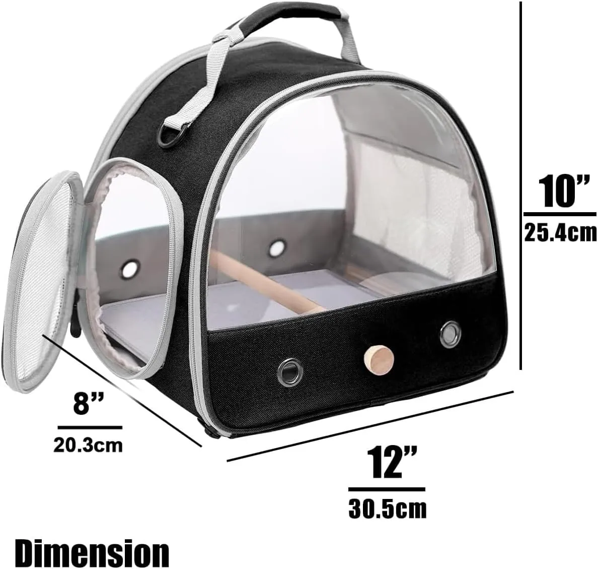 Bird Travel Carrier, Portable Small Bird Parrot Parakeet Carrier with Standing Perch and Soft Mat, Side Access Window Collapsible to Carry and Transport Birds Vet Visit (NO Tray)