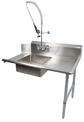 BK Resources BKSDT-26-R-SS-P-G 26" Right Side Soiled Dish Table With Pre-Rinse Bundle Stainless Steel