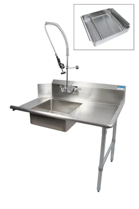 BK Resources BKSDT-36-R-SS-P3-G 36" Right Side Soiled Dish Table Pre-Rinse Bundle Stainless Steel