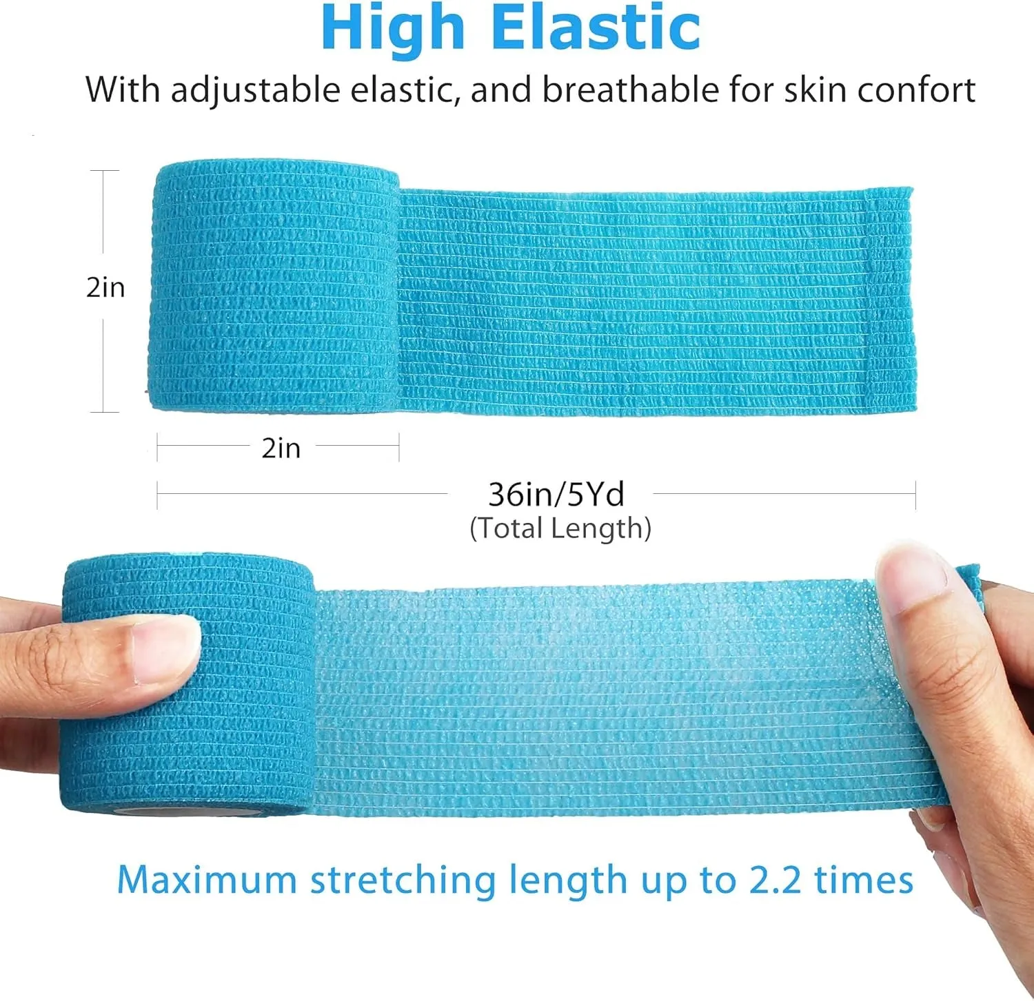 Breathable Sports Tape, Self-Adhesive Bandage Wrap, 10 Pack, 2" X 5 yd
