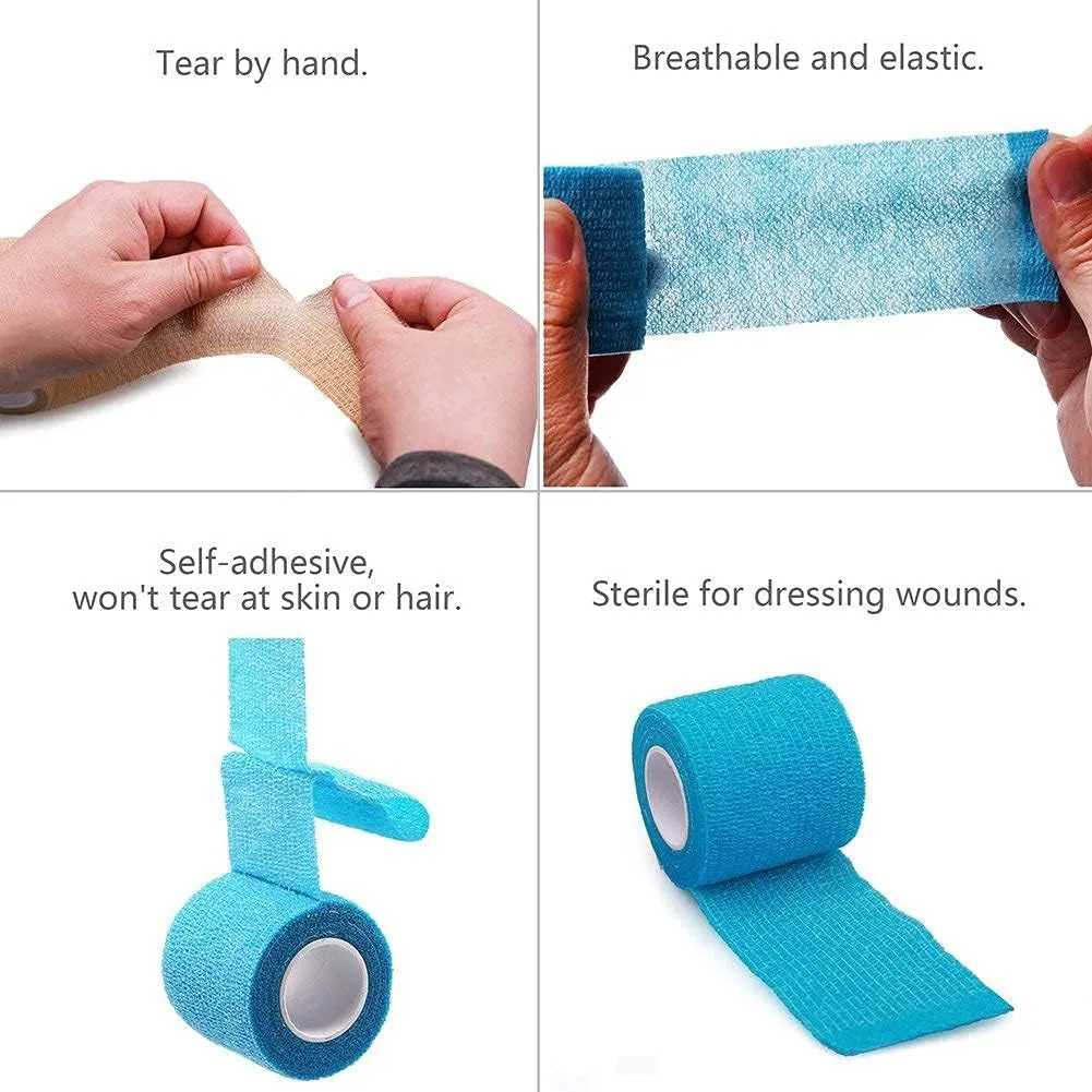 Breathable Sports Tape, Self-Adhesive Bandage Wrap, 10 Pack, 2" X 5 yd
