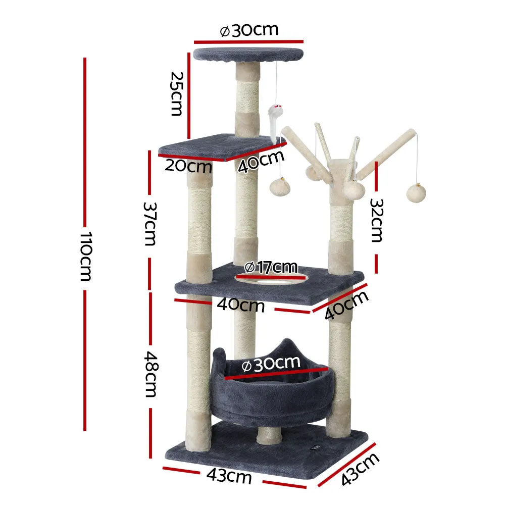 Cat Tree Scratching Post Tower Condo House with Toys - 110cm
