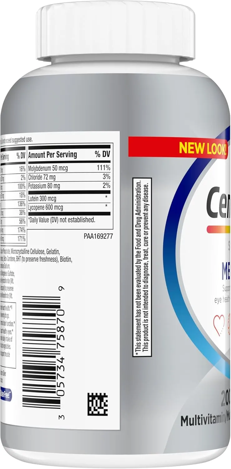Centrum Silver Men's 50  Multivitamin with Vitamin D3, B-Vitamins, Zinc for Memory and Cognition - 200 Tablets