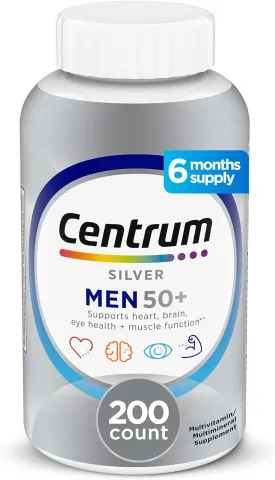 Centrum Silver Men's 50  Multivitamin with Vitamin D3, B-Vitamins, Zinc for Memory and Cognition - 200 Tablets