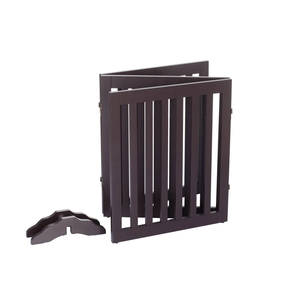 Charlie's Wooden 3 Panel Freestanding Dog Gate Brown