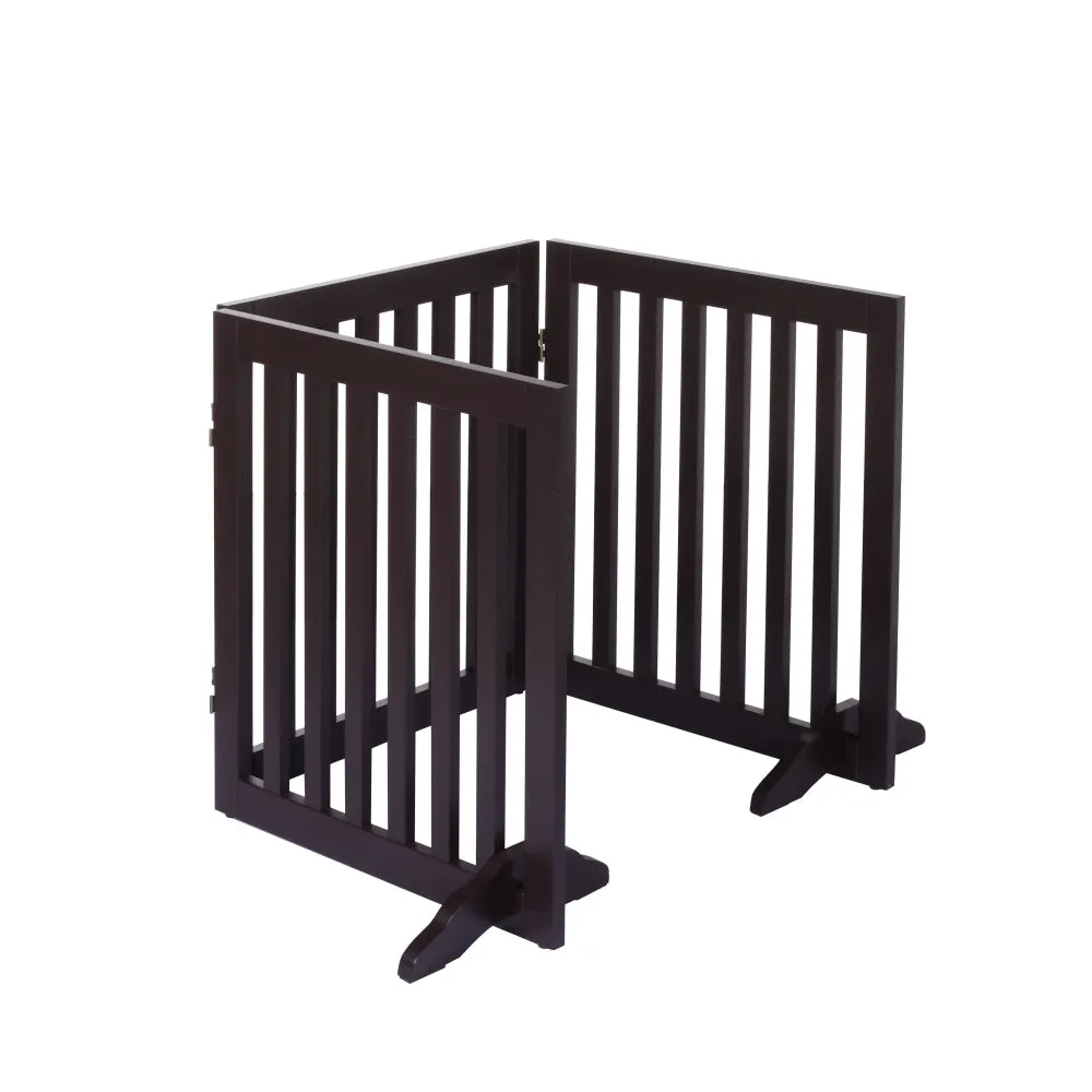 Charlie's Wooden 3 Panel Freestanding Dog Gate Brown