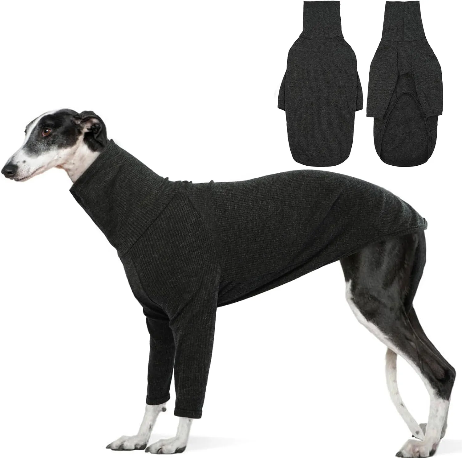 DENTRUN Italian Greyhounds Sweater, Greyhounds Turtleneck Knit Sweatshirt for Cold Weather, Warm Pajamas for Whippets, Winter Long Sleeve Dog Sweater Shirt for Large Dog