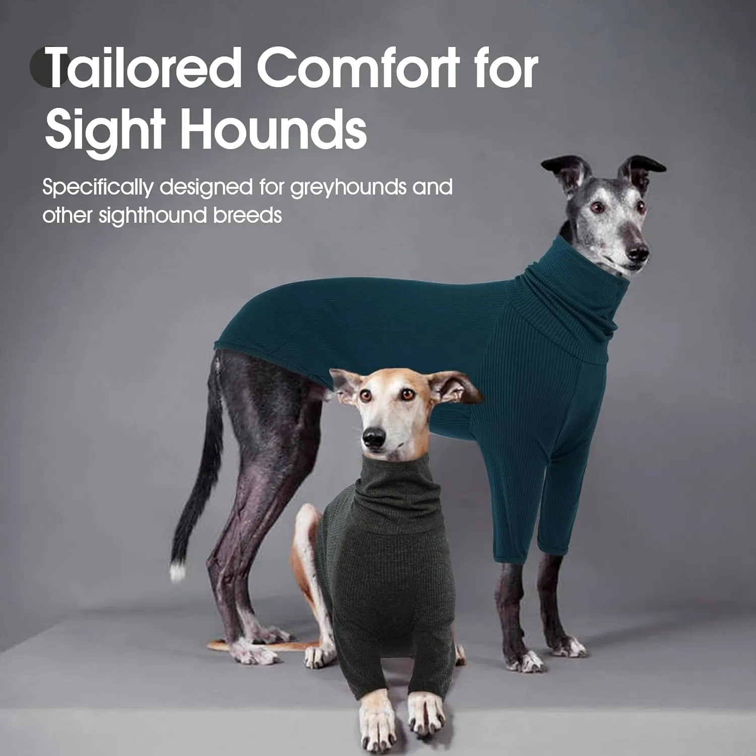 DENTRUN Italian Greyhounds Sweater, Greyhounds Turtleneck Knit Sweatshirt for Cold Weather, Warm Pajamas for Whippets, Winter Long Sleeve Dog Sweater Shirt for Large Dog