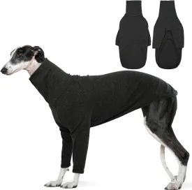 DENTRUN Italian Greyhounds Sweater, Greyhounds Turtleneck Knit Sweatshirt for Cold Weather, Warm Pajamas for Whippets, Winter Long Sleeve Dog Sweater Shirt for Large Dog