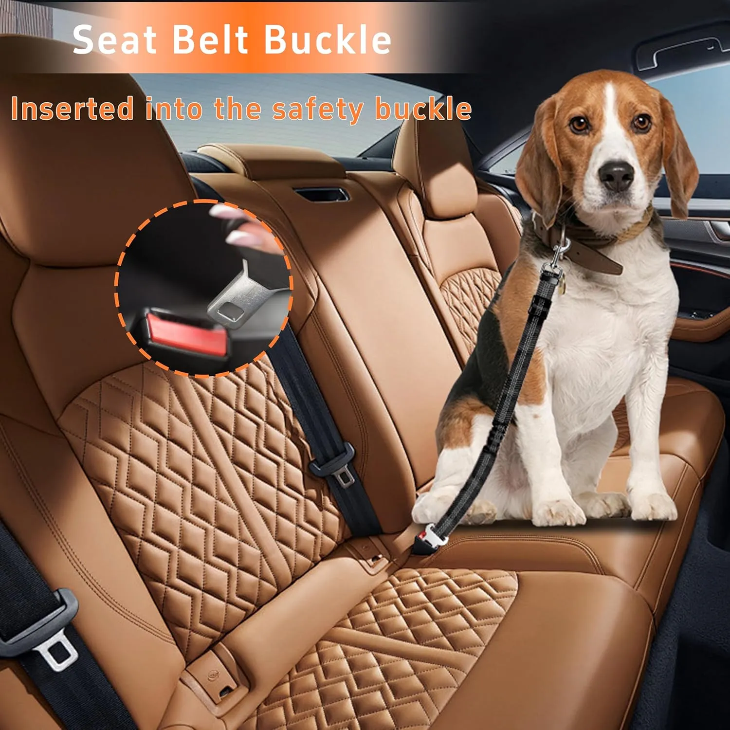 Dog Car Seat Belt Set - 3 Piece Retractable Harness, Adjustable Reflective Seatbelt for Vehicle Headrests, Safety Restraint, Heavy Duty & High Elastics, Black