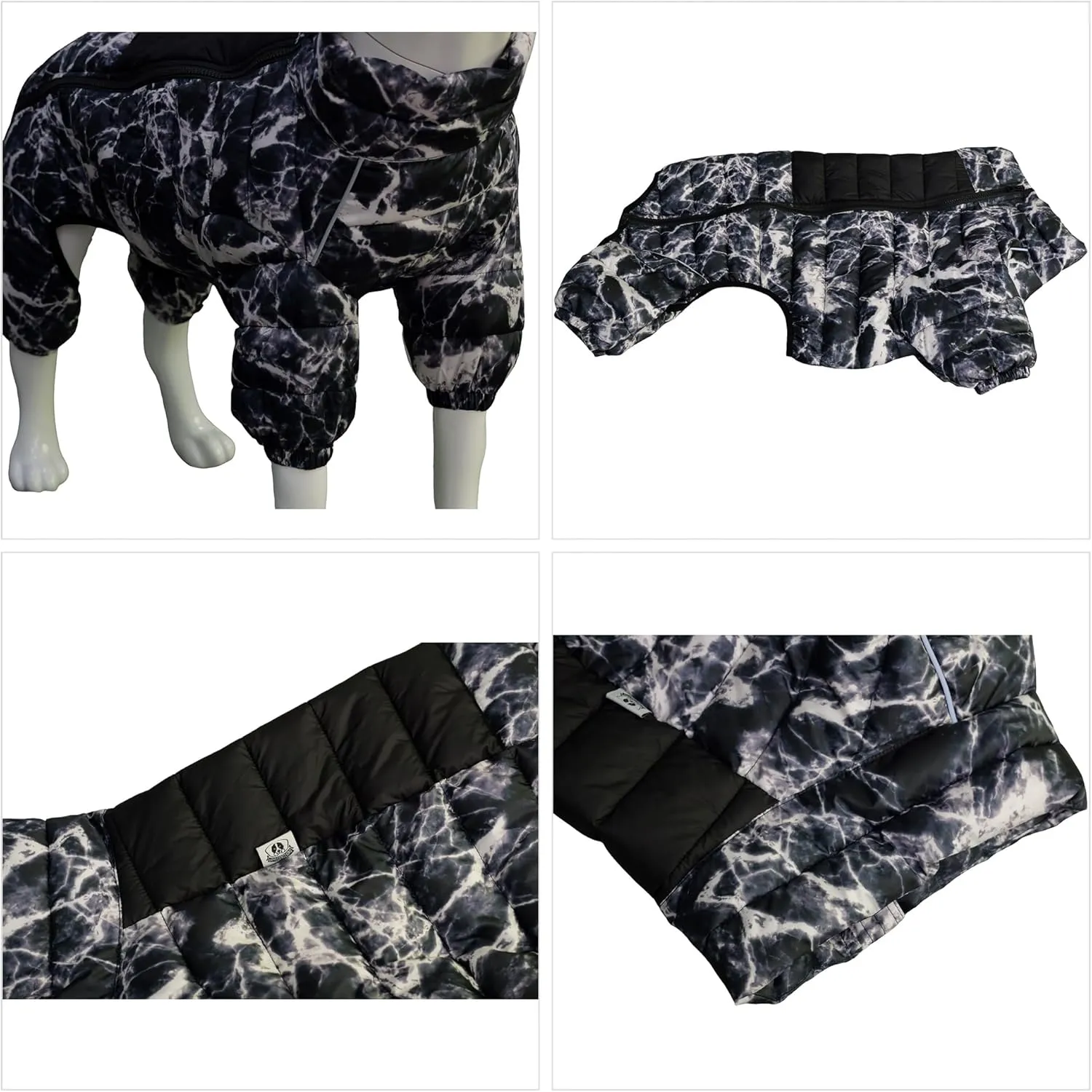 Dog Coat Dog Warm Jacket, 4 Legs Covered Waterproof Windproof Reflective Warm Dog Vest, Zippered Adjustable Outdoor Dog Snow Jacket for Small Medium Large Dogs micai-Black XXXL