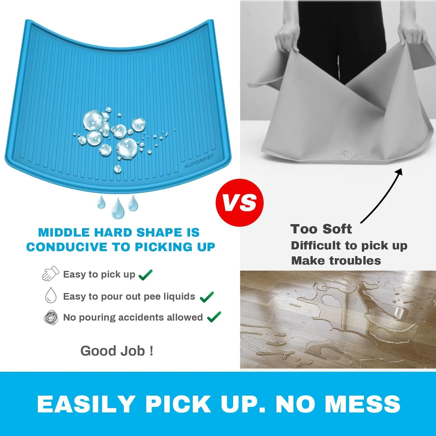 Dog Pee Pad Tray, Puppy Pad Holder for Dogs, Heavy Silicone Mat with Clips, Fits Up to 24" x 24" Disposable Pads, High Edge, Leak-Proof Toilet Mat for Potty, Doggy Baby, Cat, Rabbit Pets