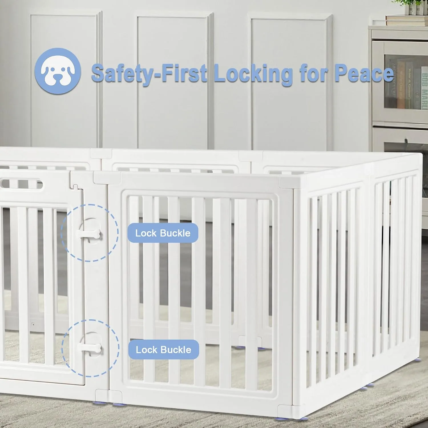 Dog Playpen,Clear Dog Pen, Acrylic Dog PenEasy to Install and Remove Dog Play Pen and Kennel Playpen, Suitable for Dogs, Cats,Dog Playpen Indoor (White, 23.6" Height, 10PCS)