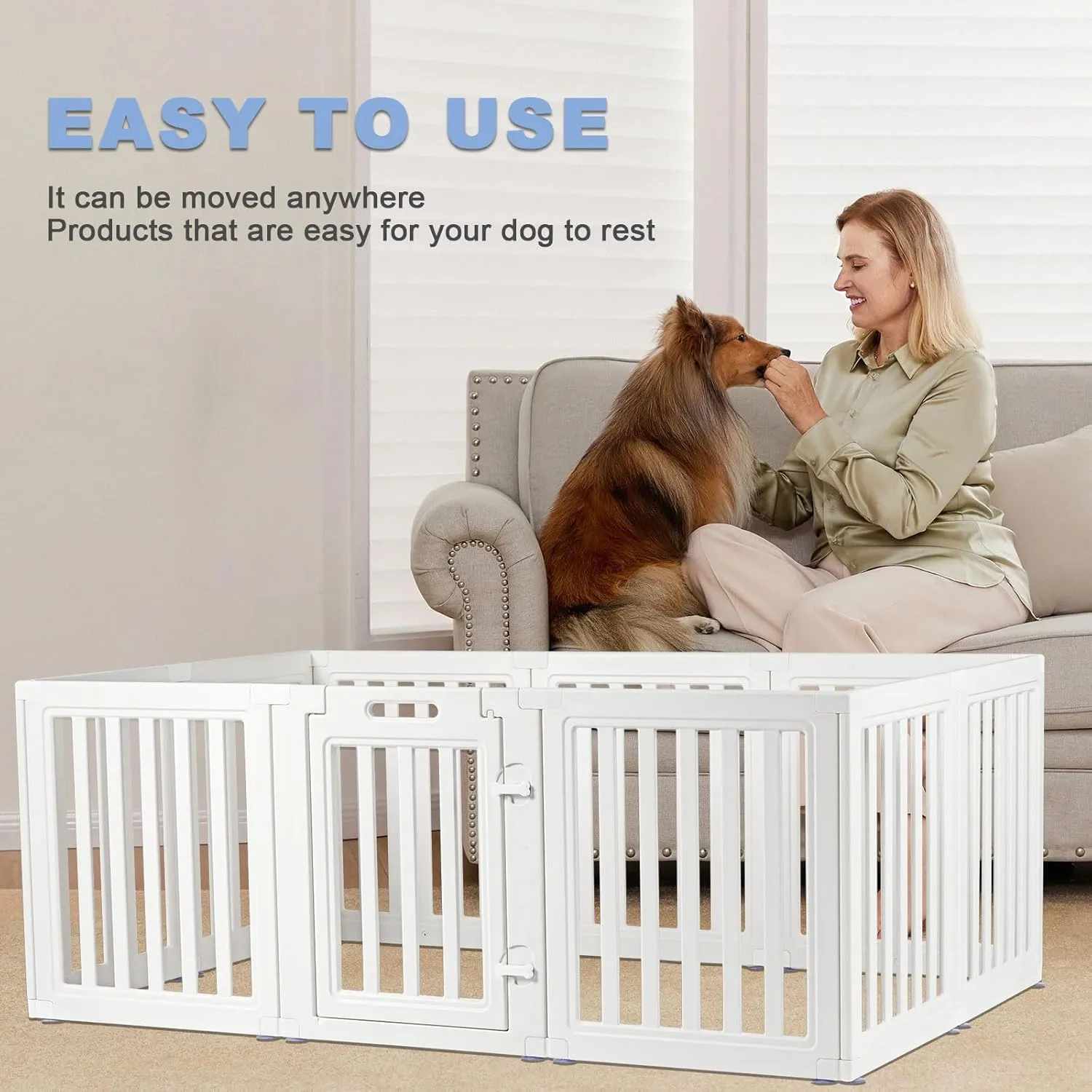 Dog Playpen,Clear Dog Pen, Acrylic Dog PenEasy to Install and Remove Dog Play Pen and Kennel Playpen, Suitable for Dogs, Cats,Dog Playpen Indoor (White, 23.6" Height, 10PCS)
