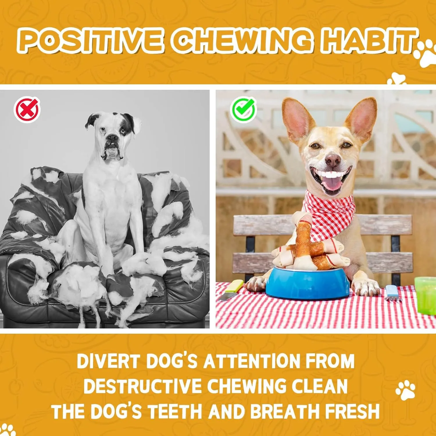 Dog Treats Chicken Wrapped Rawhide Sticks Long Lasting Dog Chews, Natural Snacks for Medium Large Dogs w/Taurine,12.5 oz