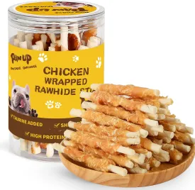 Dog Treats Chicken Wrapped Rawhide Sticks Long Lasting Dog Chews, Natural Snacks for Medium Large Dogs w/Taurine,12.5 oz