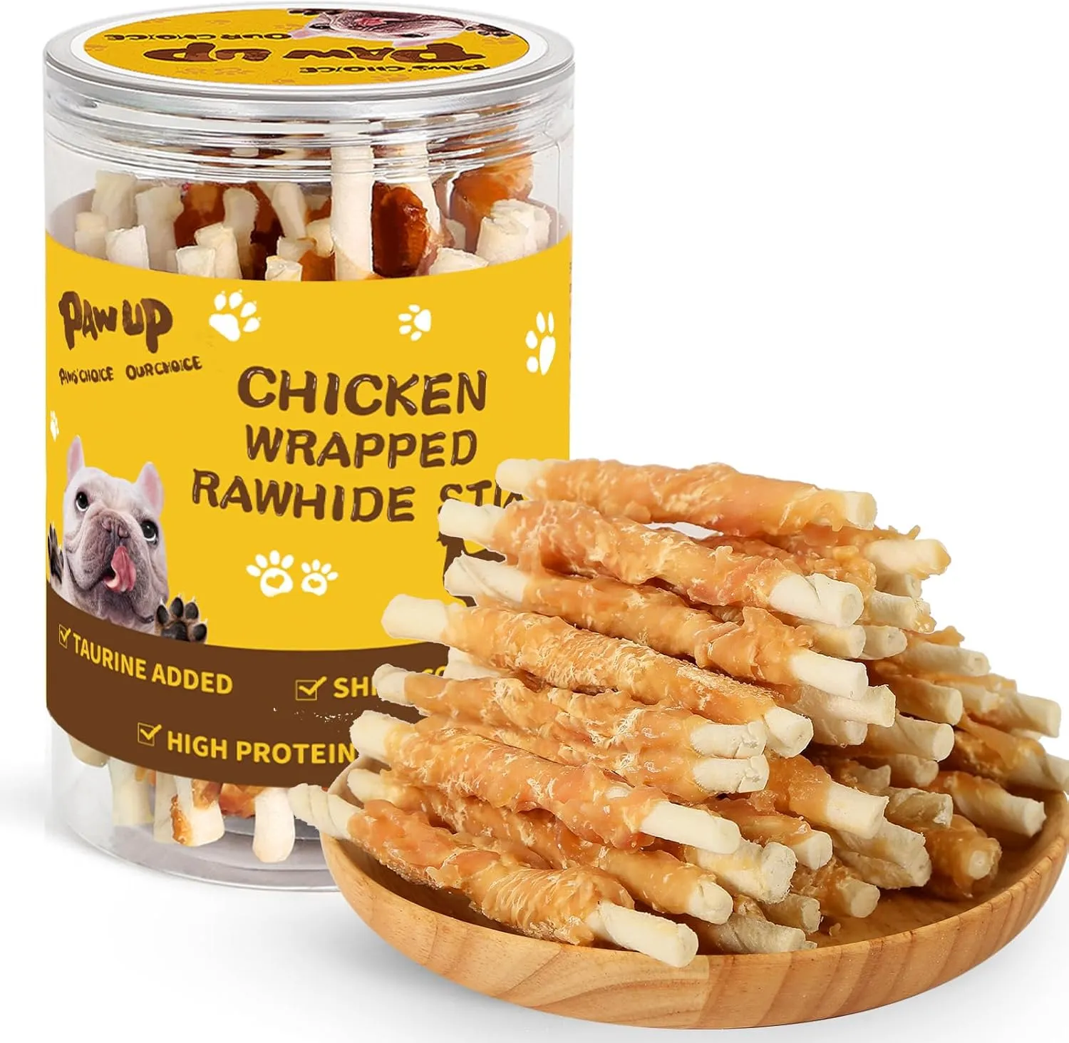 Dog Treats Chicken Wrapped Rawhide Sticks Long Lasting Dog Chews, Natural Snacks for Medium Large Dogs w/Taurine,12.5 oz