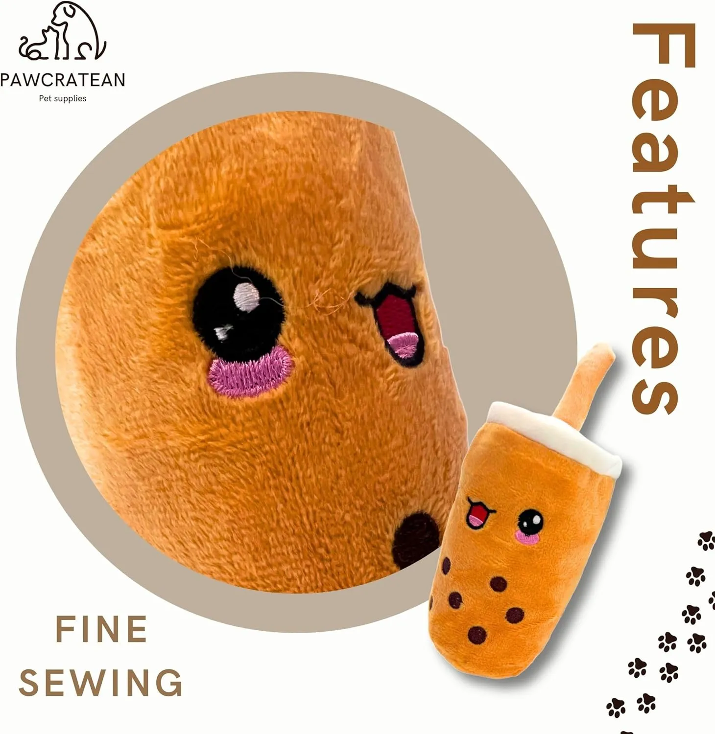 Drinks Plush Dog Toy, Squeaker, Interactive Pet Toy for Small and Medium Dogs Teeth Cleaning Self-Entertertrainment (Brown Bubble Tea)