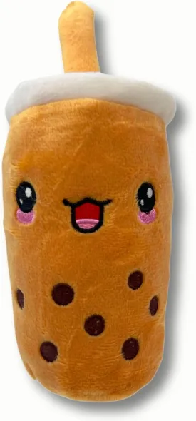 Drinks Plush Dog Toy, Squeaker, Interactive Pet Toy for Small and Medium Dogs Teeth Cleaning Self-Entertertrainment (Brown Bubble Tea)