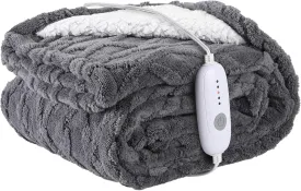 Electric Heated Blanket 50"x 60" Throw Size Soft Polyester Heated Blanket, 5 Heating Levels & 3 Hours Auto-Off, Soft & Skin-Friendly, Grey