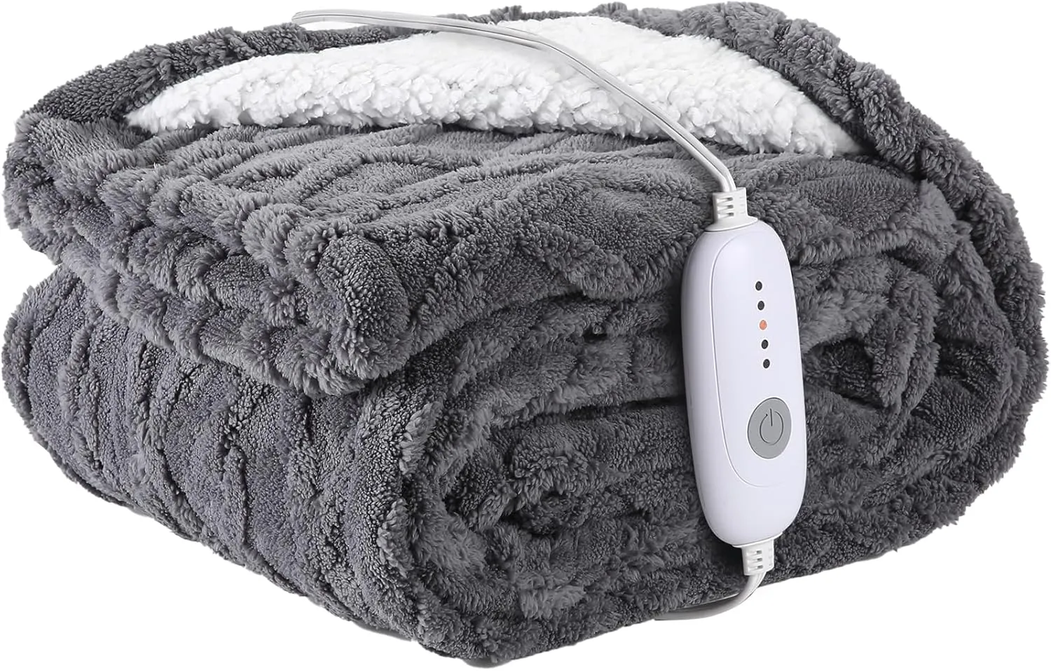 Electric Heated Blanket 50"x 60" Throw Size Soft Polyester Heated Blanket, 5 Heating Levels & 3 Hours Auto-Off, Soft & Skin-Friendly, Grey