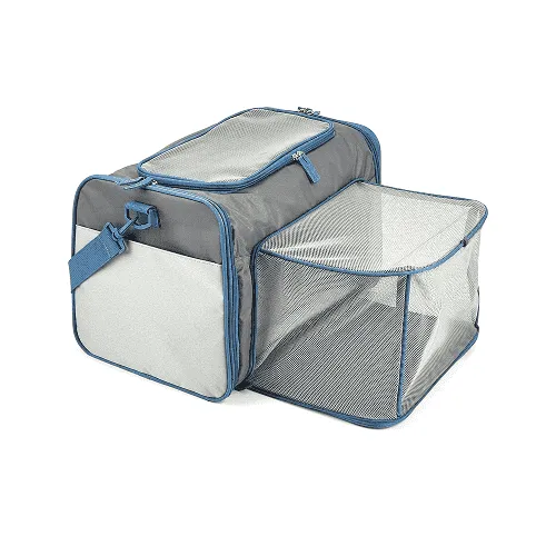 Fofos Expandable Foldable Carrier for Dogs and Cats (Grey/Blue)