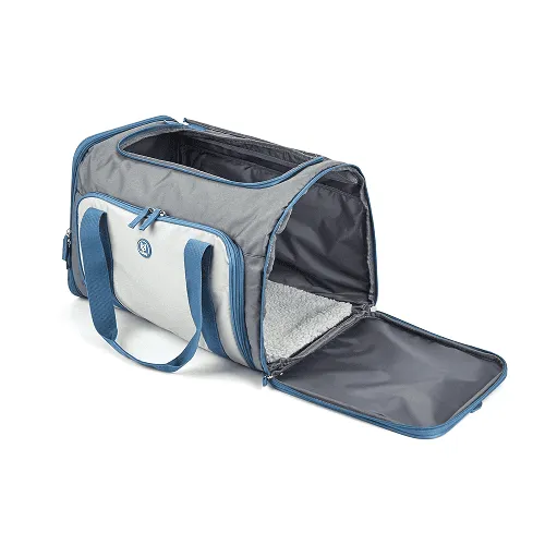 Fofos Expandable Foldable Carrier for Dogs and Cats (Grey/Blue)