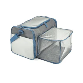 Fofos Expandable Foldable Carrier for Dogs and Cats (Grey/Blue)