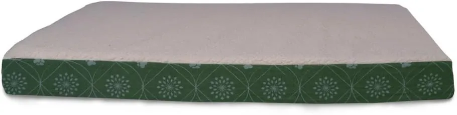 Furhaven Memory Foam Dog Bed for Small Dogs w/ Removable Washable Cover, For Dogs Up to 20 lbs - Sherpa & Flannel Paw Print Deluxe Mattress - Jade Green, Small