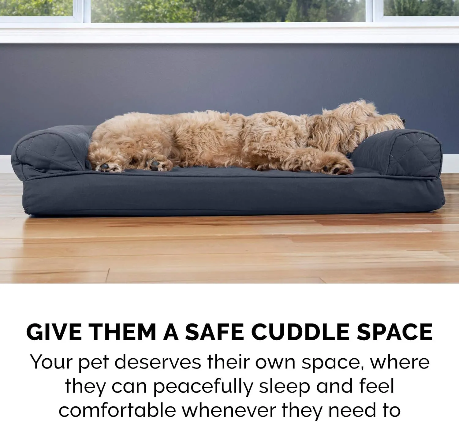 Furhaven Orthopedic Dog Bed for Large Dogs w/ Removable Bolsters & Washable Cover, For Dogs Up to 125 lbs - Quilted Sofa - Iron Gray, Jumbo Plus/XXL