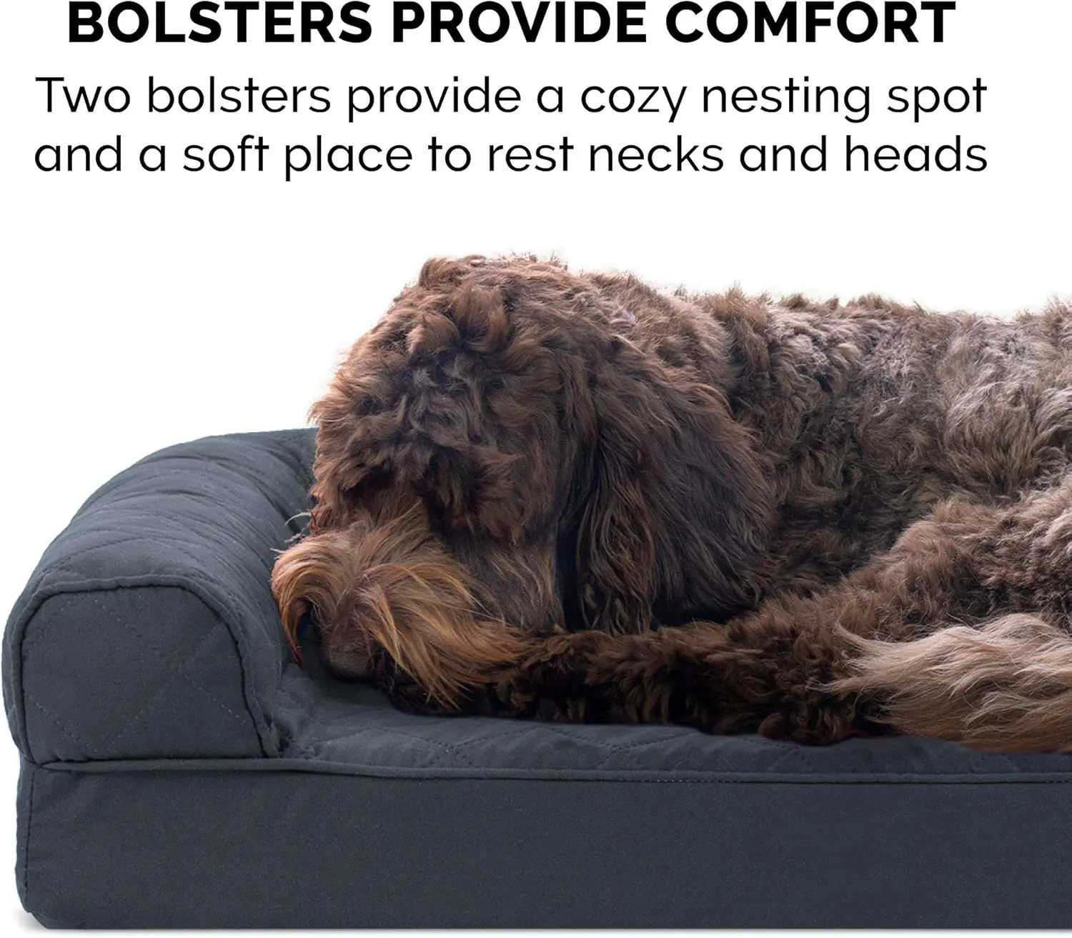Furhaven Orthopedic Dog Bed for Large Dogs w/ Removable Bolsters & Washable Cover, For Dogs Up to 125 lbs - Quilted Sofa - Iron Gray, Jumbo Plus/XXL