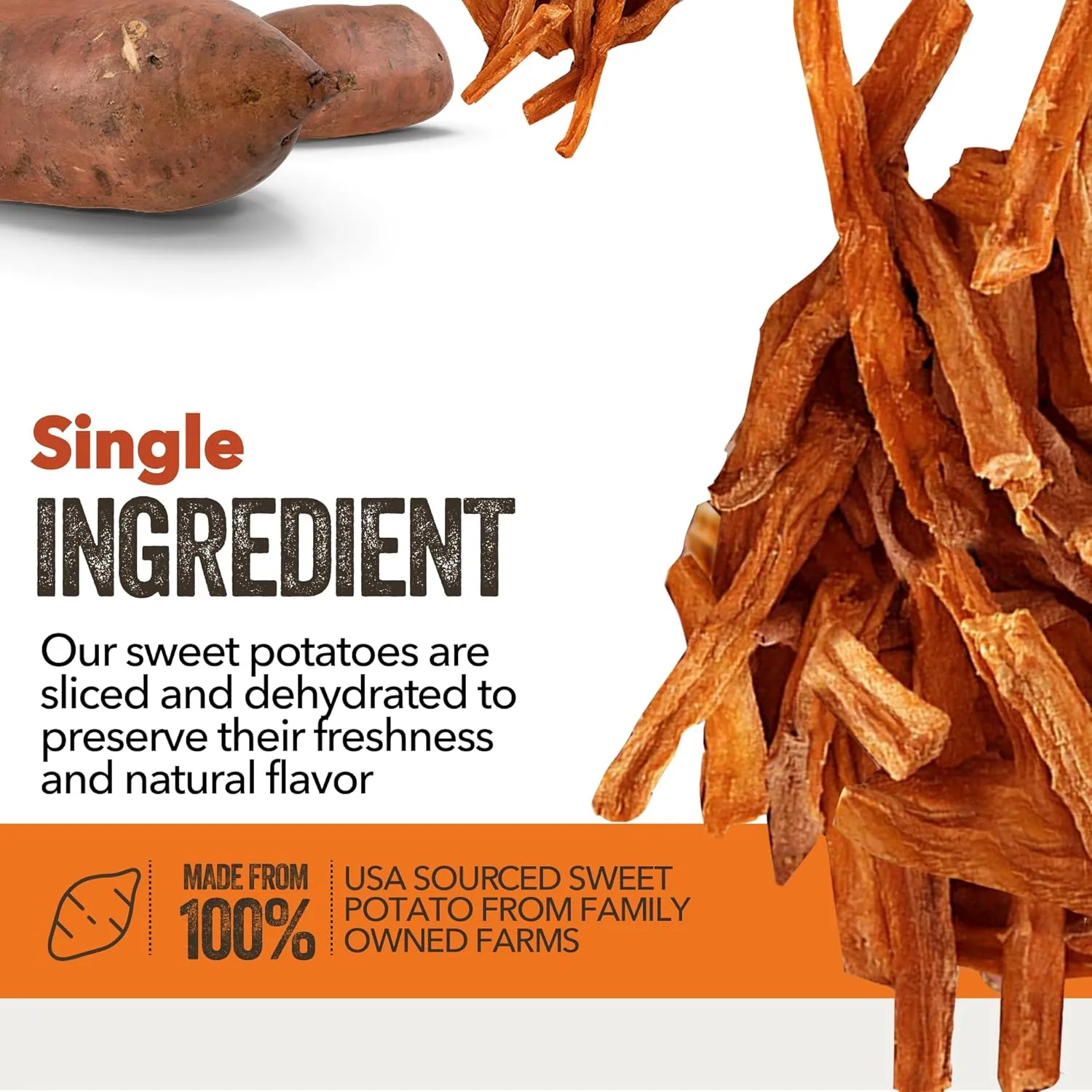 Gaines Family Farmstead Sweet Potato Fries for Dogs  14 oz, Grain-Free, Single Ingredient Dog Treats, Crispy Rawhide-Free Chews, High-Fiber Snacks for Training, Made in USA
