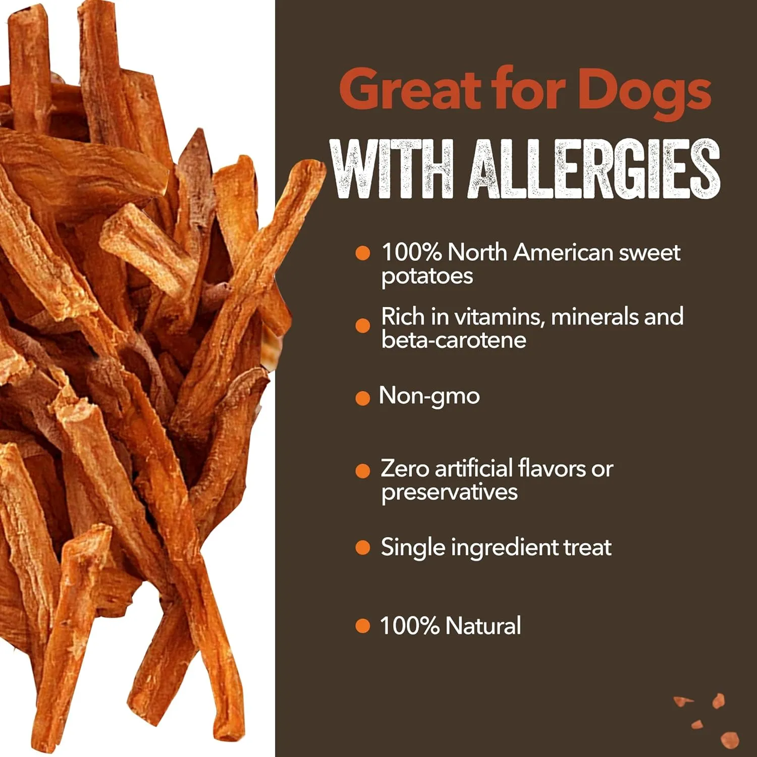 Gaines Family Farmstead Sweet Potato Fries for Dogs  14 oz, Grain-Free, Single Ingredient Dog Treats, Crispy Rawhide-Free Chews, High-Fiber Snacks for Training, Made in USA