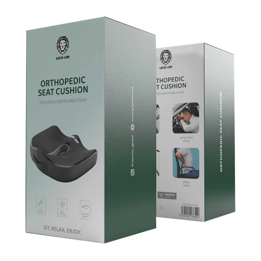 Green Lion Orthopedic Memory Foam Seat Cushion - Black, Soft & Portable for Maximum Comfort