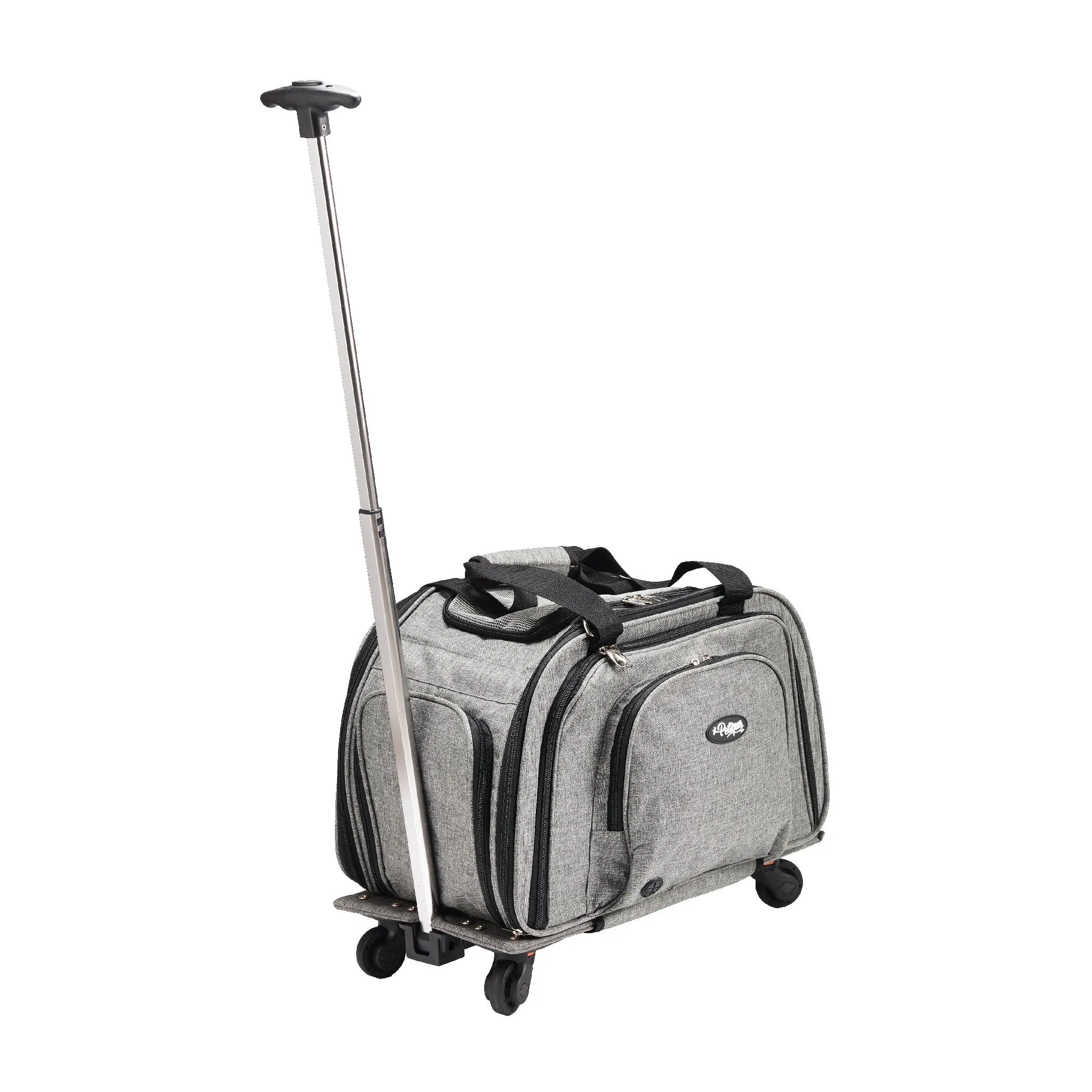Happy Camper Expandable Pet Carrier: 4x Room, Durable Mesh, 360° Wheels, Faux-Sherpa Mat, Airline Approved, 3 Carrying Options, Zipper Doors, Removable Wheels & Base, Folds Flat for Travel for Dogs, Cats, Small Animals, Supports up to 15 LBS