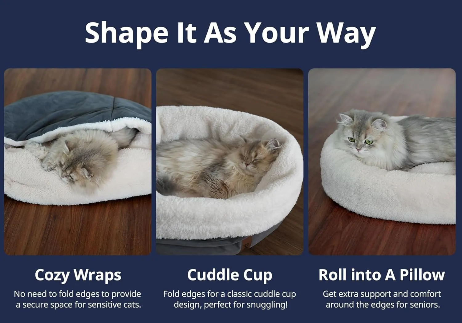 Heated Cat Bed with Auto Shut Off Timer, 17.7" x 13.7" Adjustable Temperature Indoor Pet Heating Cushion Bed for Kittens, Cats, Puppies and Small Dogs, Gray