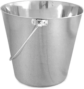 Heavy Duty Stainless Steel Bucket for Dogs - 6 Quart - Durable Flat-Sided Metal Bucket for Feeding Watering & Cleaning- Perfect for Kennels, Cages, Critter Crates & Hanging on Fences